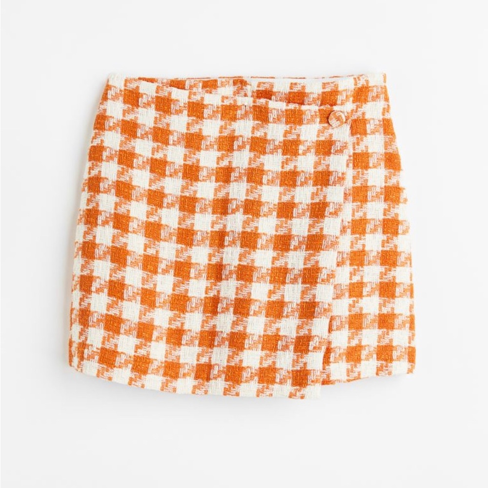 Orange houndstooth skirt